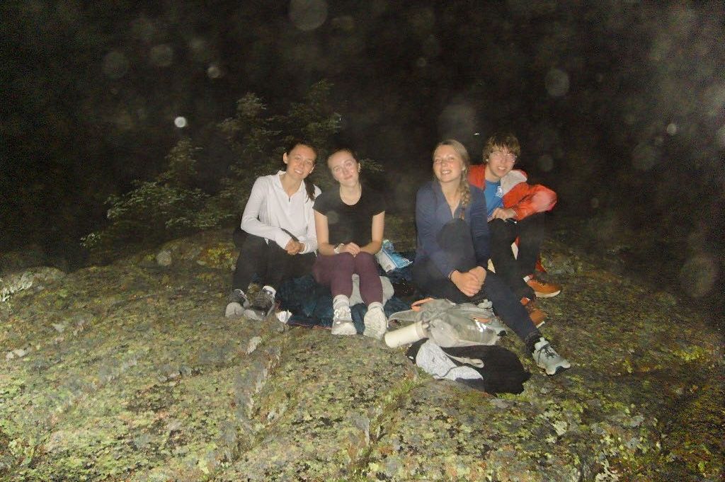 hiked cadilac mountin at 1:30 to see the sunrise with friends; it was cloudy