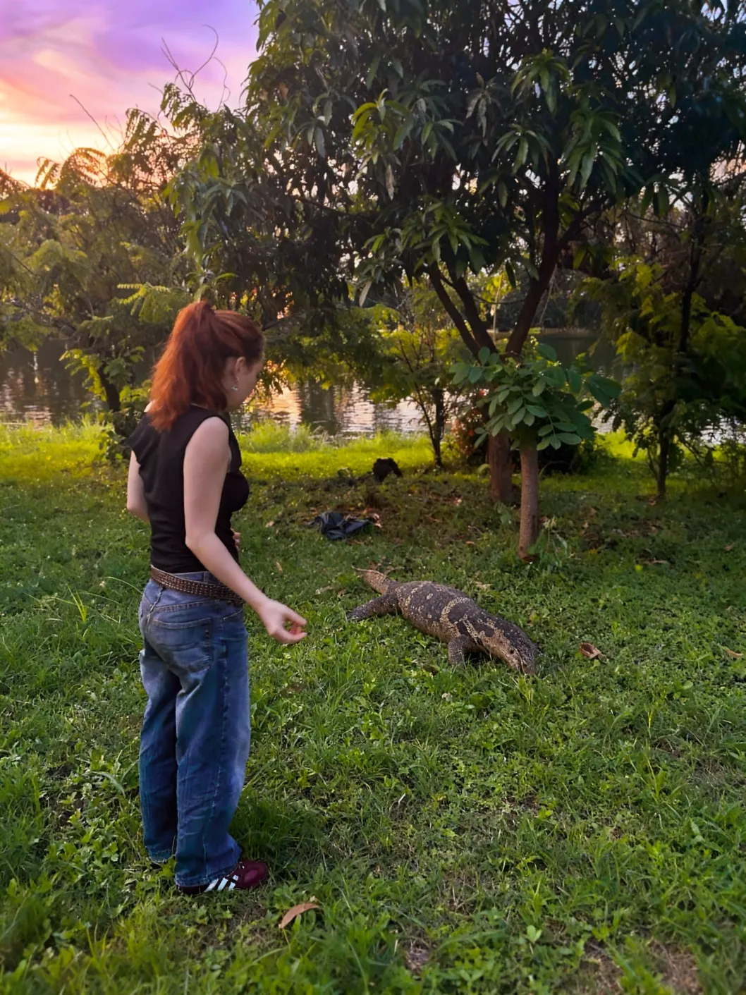 we found a lizard at the park. we tried to translate and ask if it was alive or not (it looked dead). turns out(!) the word for this animal in thai is also the worst swear word, like "f*** you!" 😳😳😳